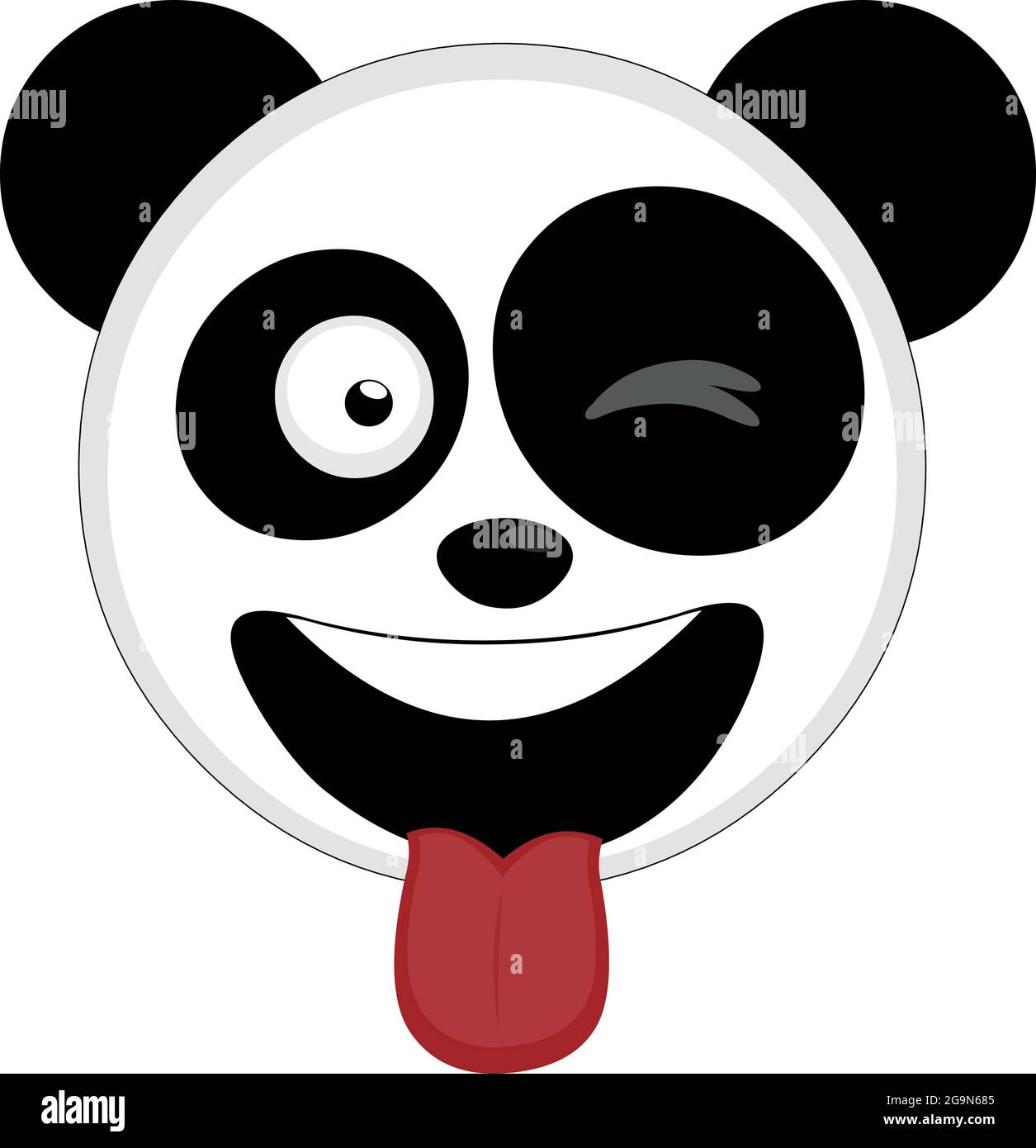 Illustrazione di emoticon vettoriale di cartoon panda orso volto verricello e lingua fuori Illustrazione Vettoriale