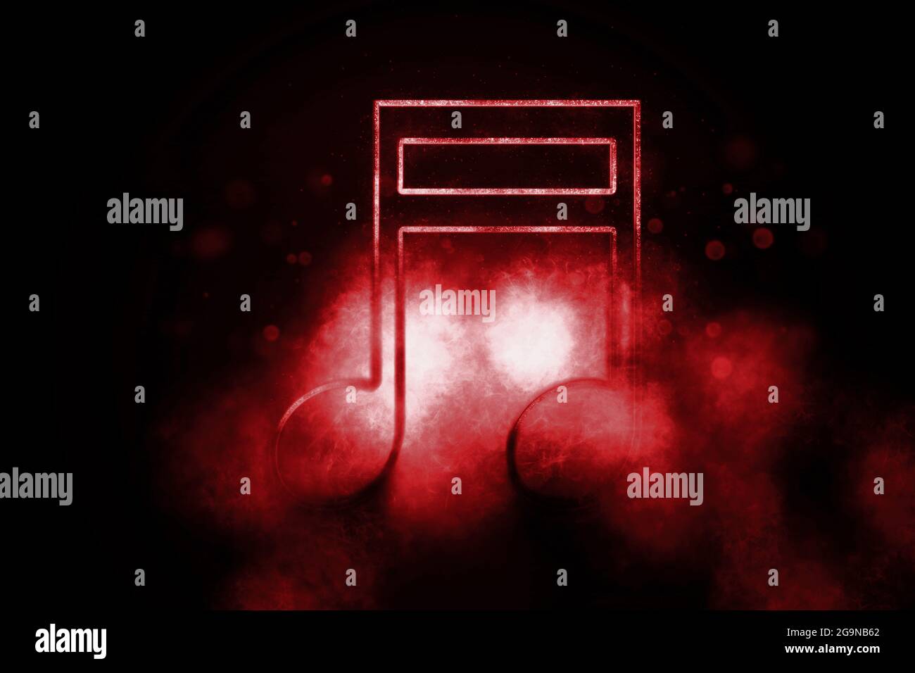 Simbolo di nota trasmesso via IR sedicesimo, sfondo musicale, simbolo blu Foto Stock