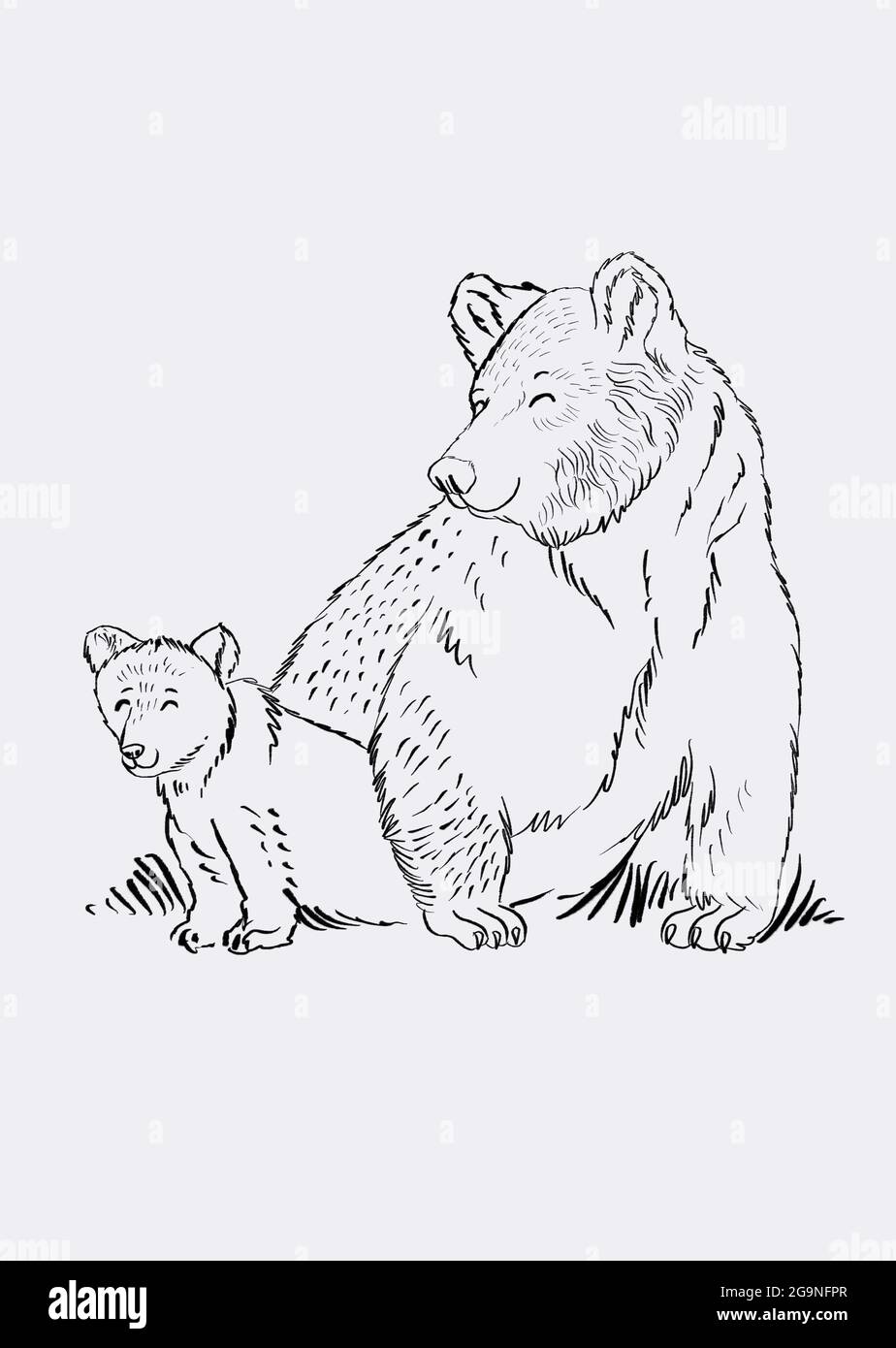illustrazione dell'orso e del cucciolo Foto stock - Alamy