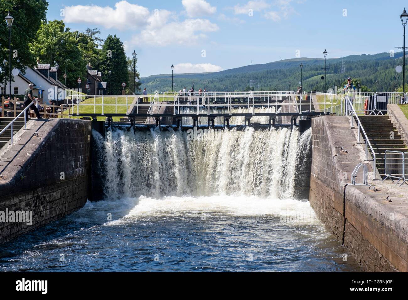 Sistema di chiusura del canale Caledoniano a Fort Augustus, Scozia. Foto Stock