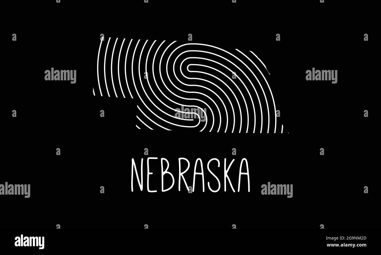 Nebraska Mappa del Minnesota riempita con disegno del logo dell'icona del motivo di impronta digitale illustrazione vettoriale Illustrazione Vettoriale