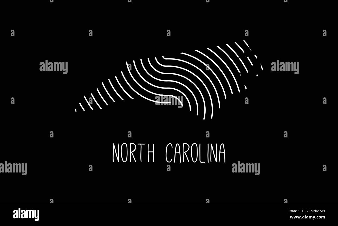 Mappa biometrica del North Carolina riempita con disegno dell'icona del modello di impronta digitale illustrazione vettoriale Illustrazione Vettoriale