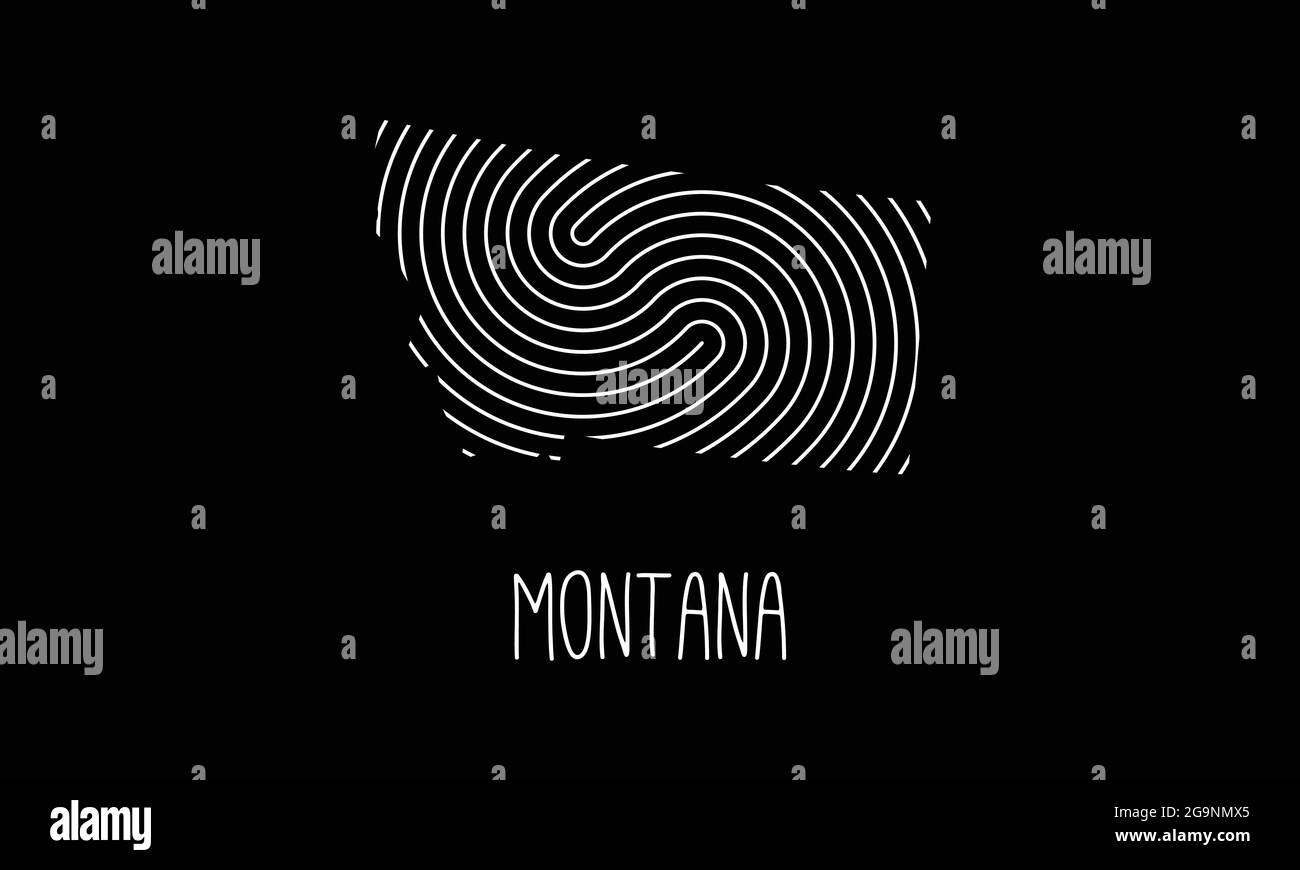 Mappa biometrica del Montana riempita con disegno del logo dell'icona del modello di impronta digitale illustrazione vettoriale Illustrazione Vettoriale