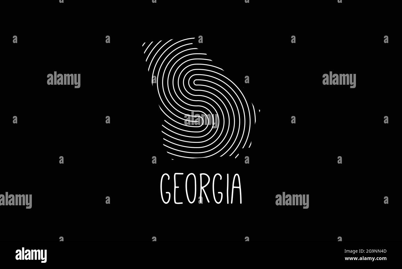 Mappa biometrica della Georgia riempita con disegno del logo dell'icona del modello di impronta digitale illustrazione vettoriale Illustrazione Vettoriale