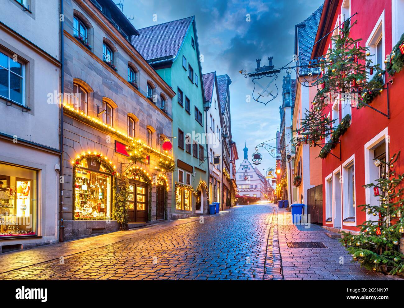 Rothenburg ob der Tauber, città natale di Franconia, Baviera in Germania. Foto Stock