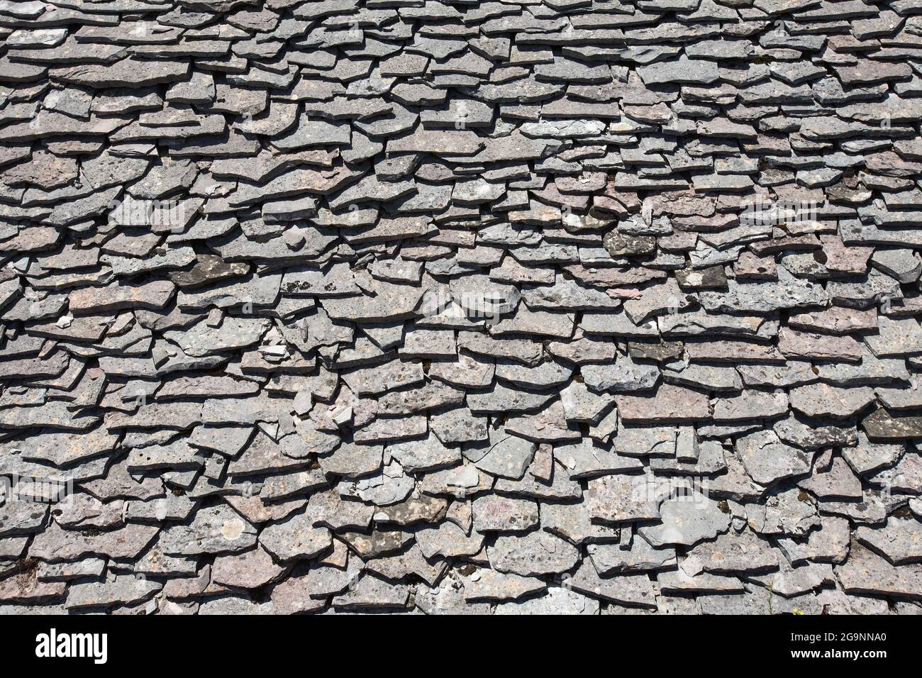 Tetto di pietra di sfondo delle case di città di Gjirokaster Foto Stock