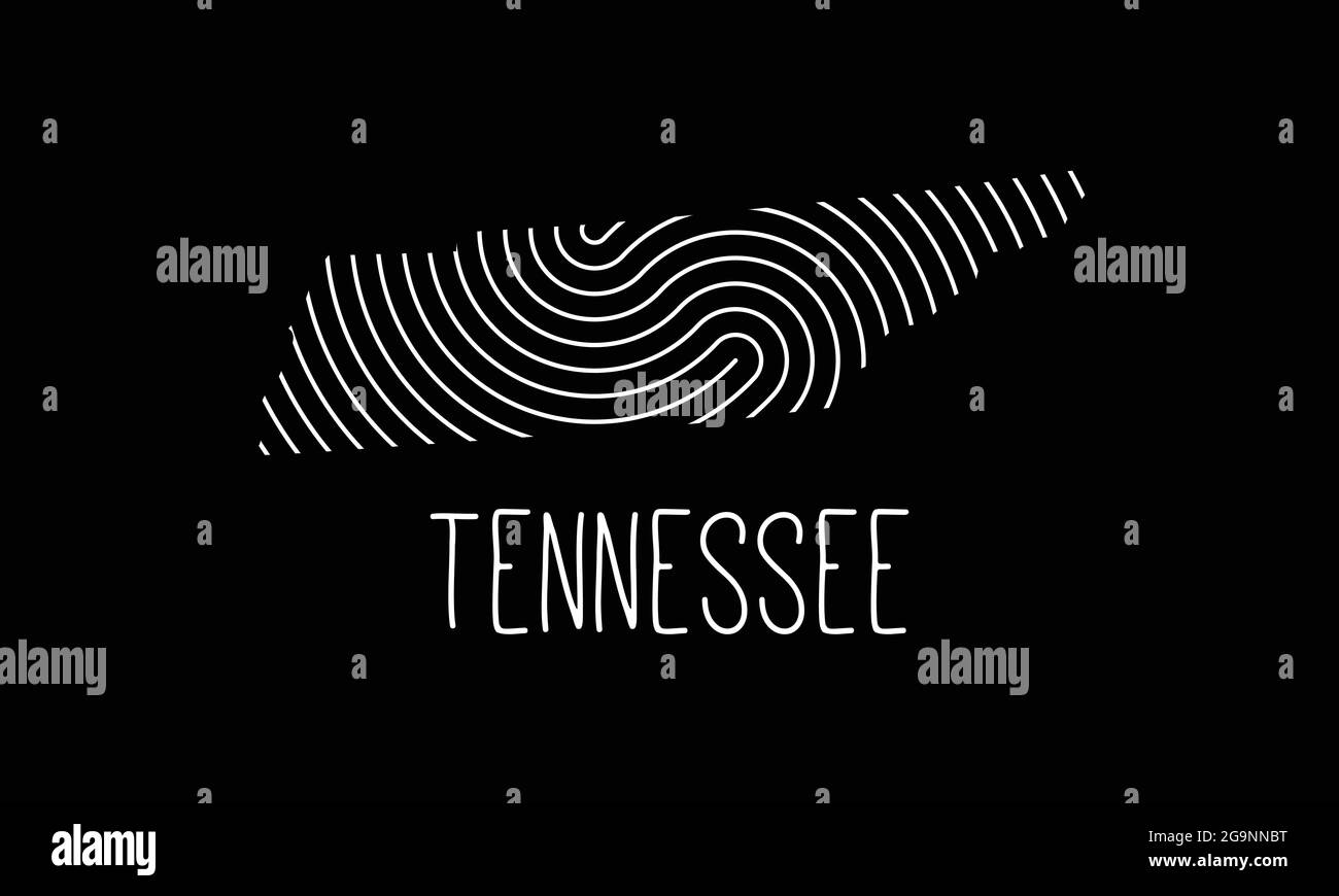Mappa biometrica del Tennessee riempita con disegno del logo dell'icona del modello di impronta digitale illustrazione vettoriale Illustrazione Vettoriale