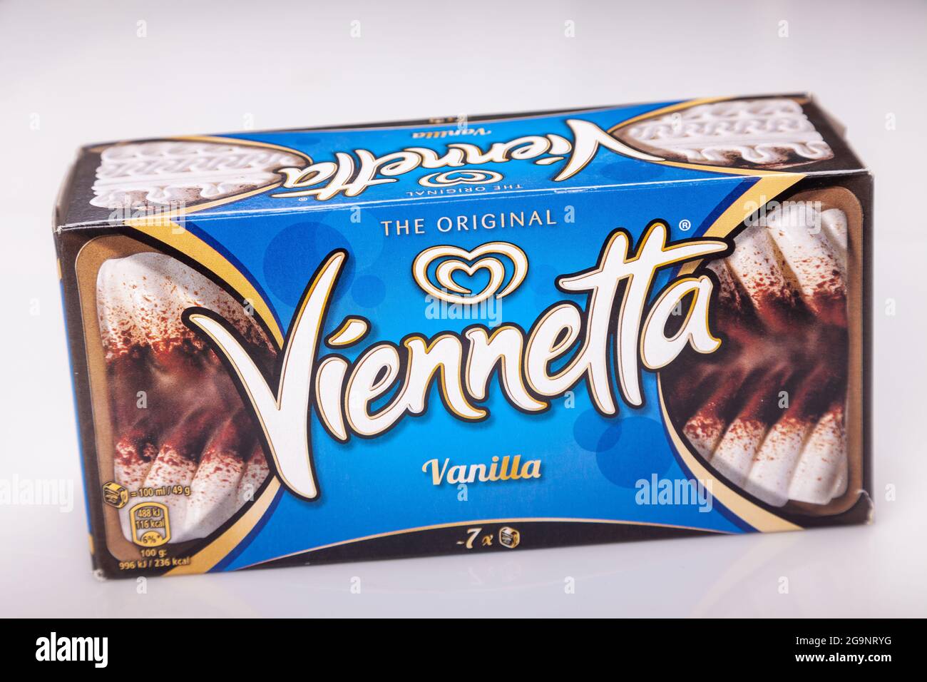 Primo piano di una scatola di gelato viennetta Foto Stock