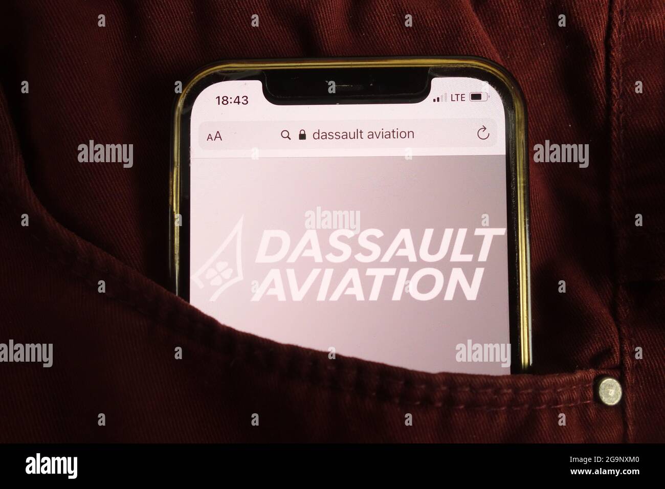 KONSKIE, POLONIA - 22 luglio 2021: Logo Dassault Aviation SA visualizzato sul telefono cellulare Foto Stock