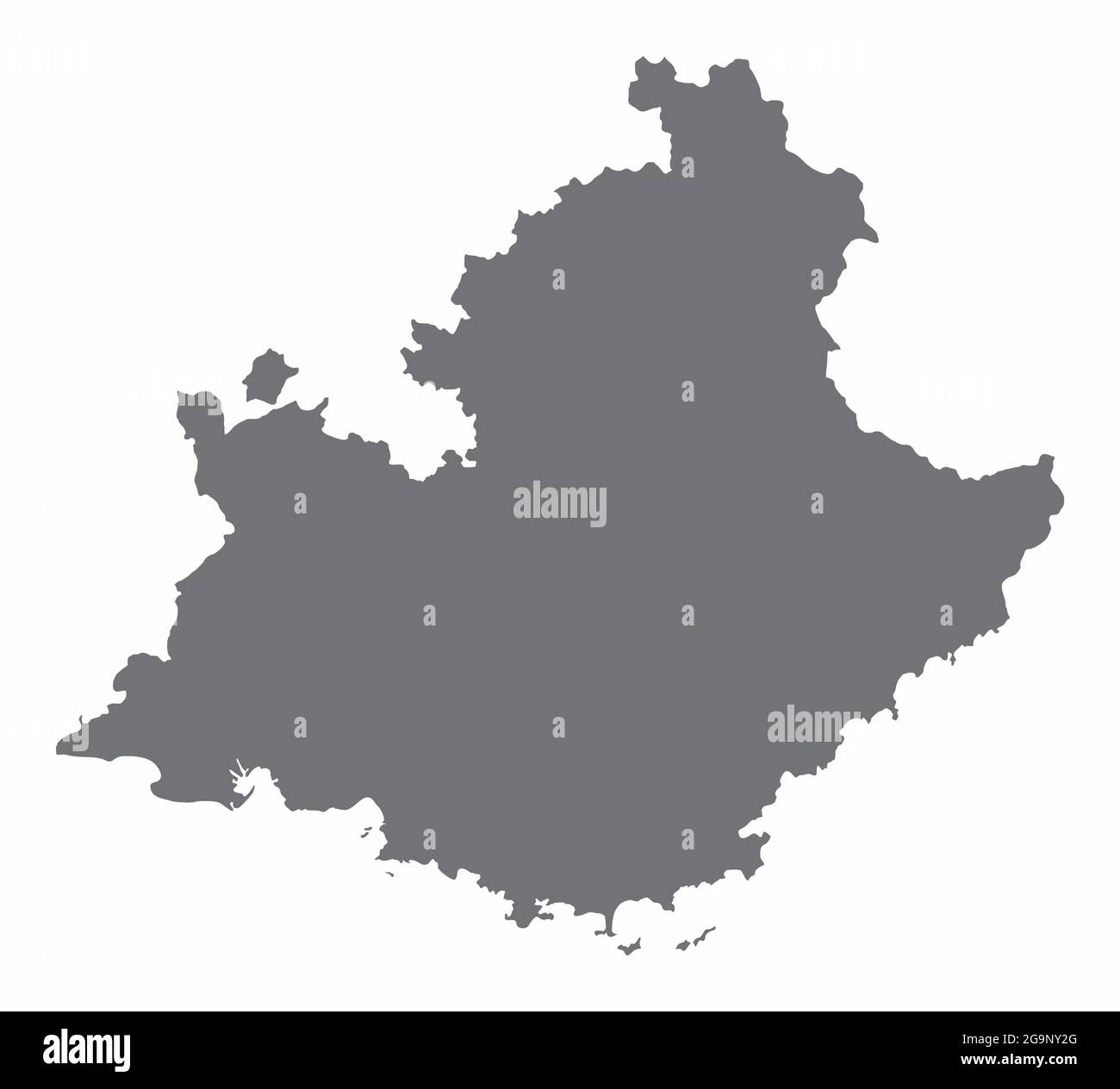 Provenza-Alpi-Costa Azzurra silhouette mappa isolata su sfondo bianco, Francia Illustrazione Vettoriale