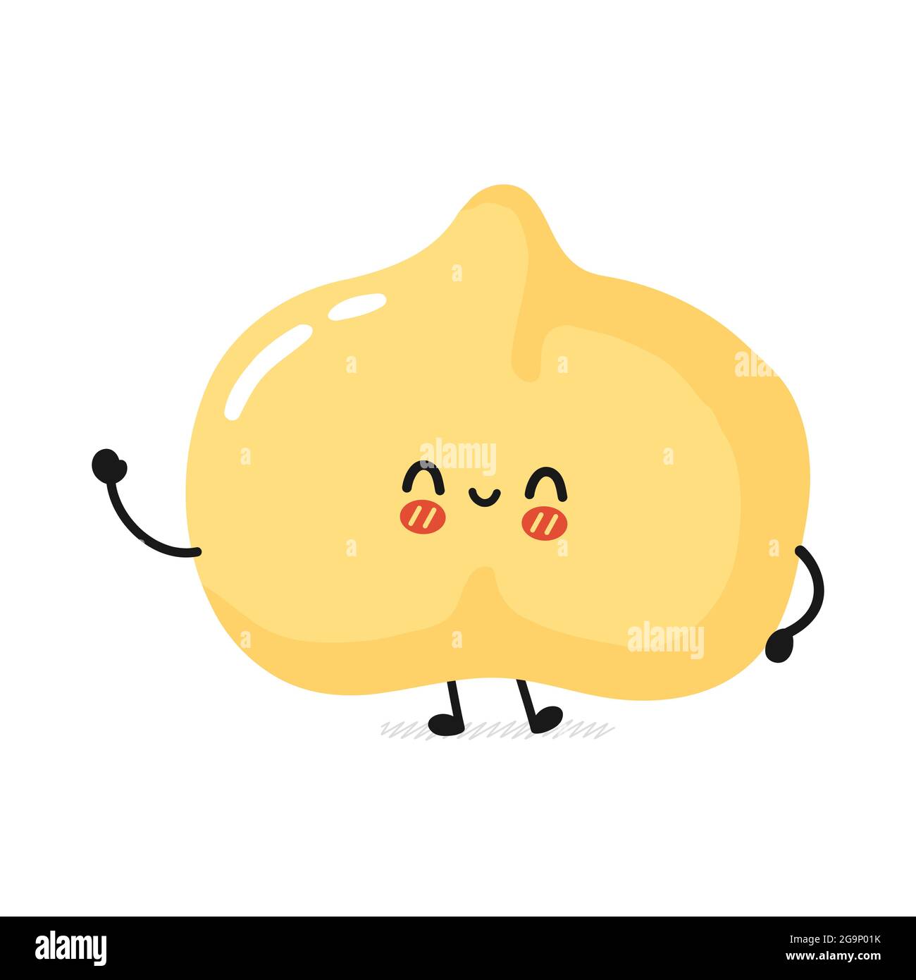 Carino personaggio divertente chickpea bean. Icona di illustrazione del carattere kawaii del fumetto piatto vettoriale. Isolato su sfondo bianco. Ceci pisello, concetto di personaggio cartoon fagiolo Illustrazione Vettoriale