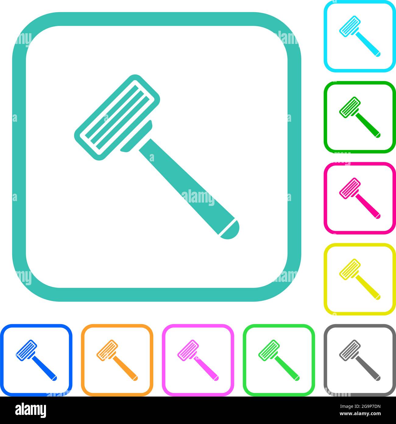 Icone piatte dai colori vivaci con bordi ricurvi su bianco sfondo Illustrazione Vettoriale