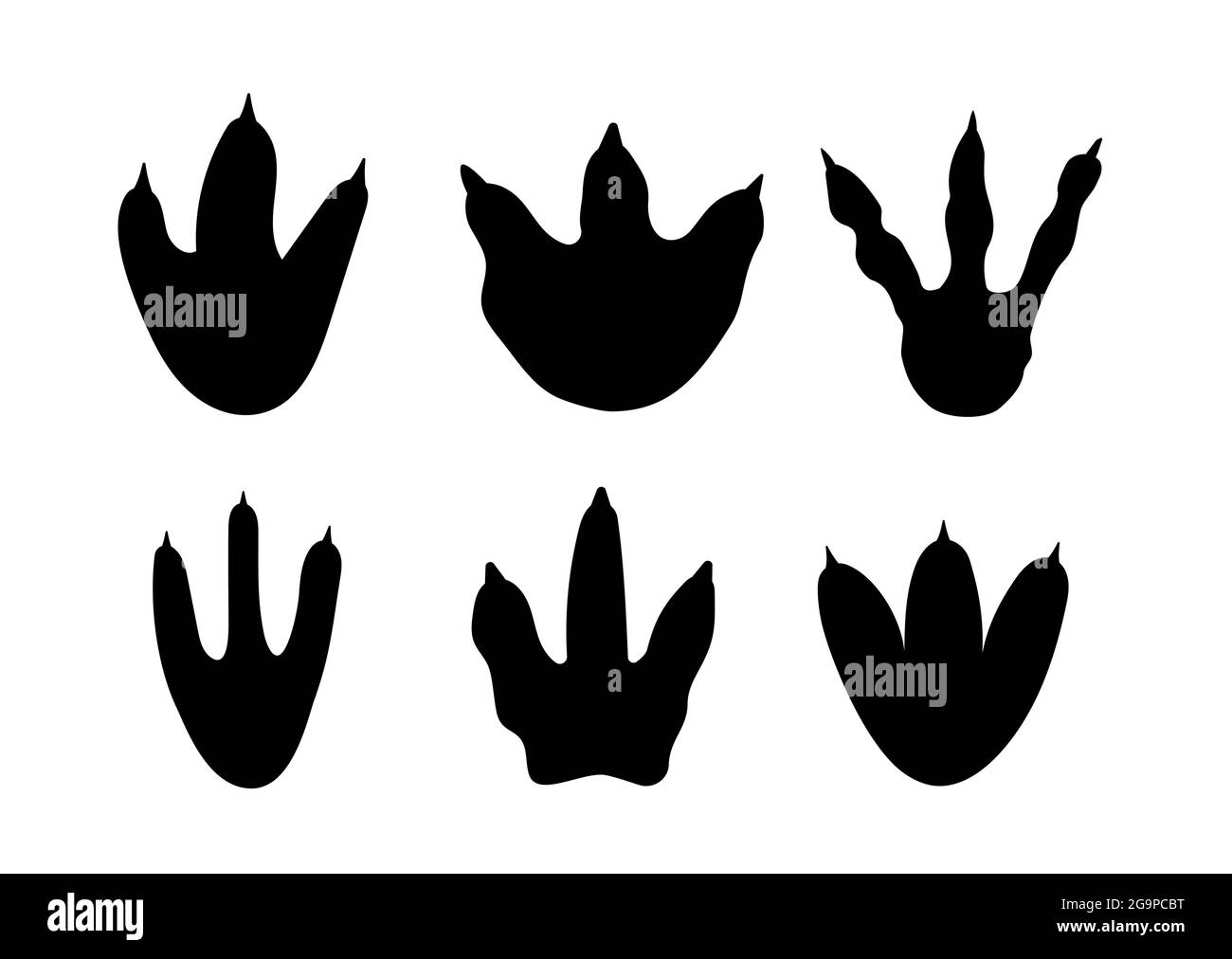 Dinosauro footprint traccia zampa allosaurus sfondo set. Dinosauro cartoon piede dinosauro Illustrazione Vettoriale