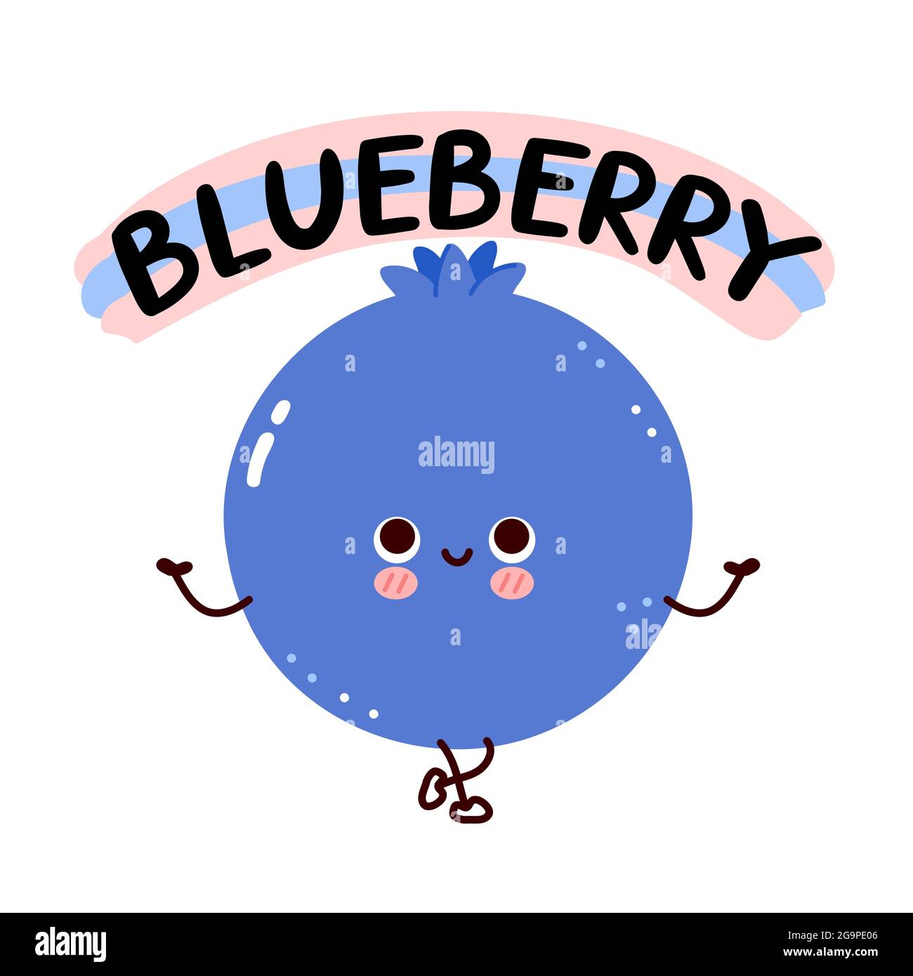 Carino sorriso felice divertente mirtillo con citazione. Icona di illustrazione del carattere del volto del cartoon kawaii vettoriale a linea piatta. Isolato su sfondo bianco. Cartoni animati di mirtillo concetto di carattere mascotte bambino Illustrazione Vettoriale