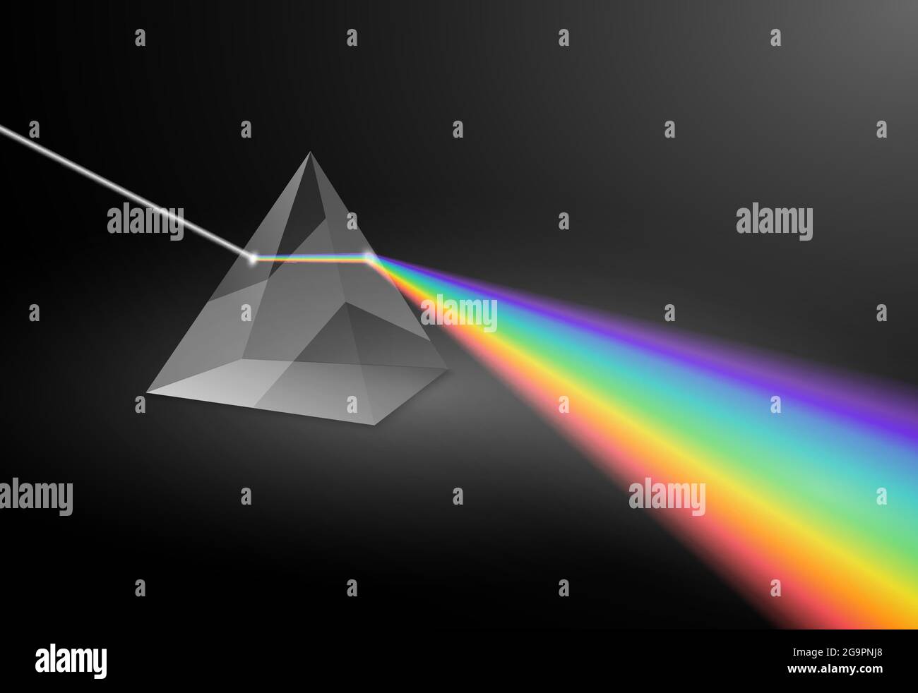 Spettro di rifrazione della luce del prisma elettromagnetico