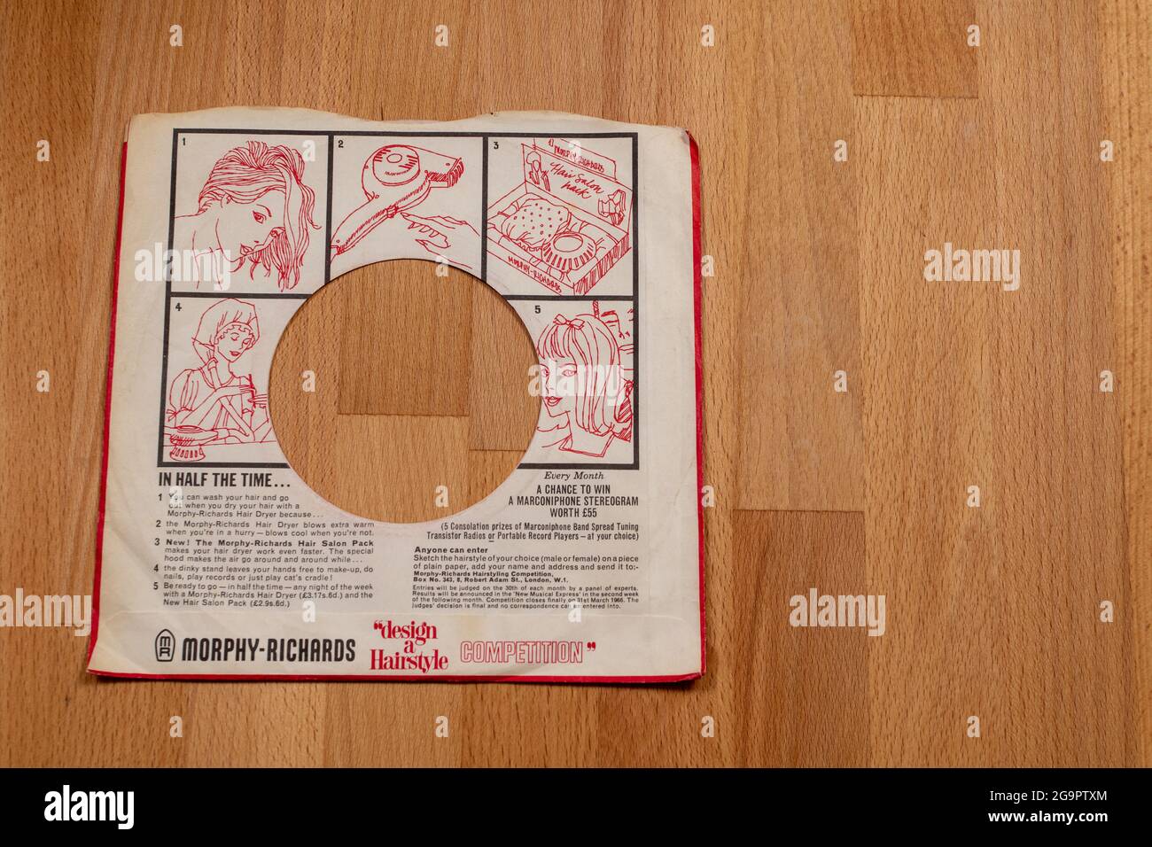 Pubblicità sul retro di un singolo disco di rilascio Columbia British sleeve Foto Stock