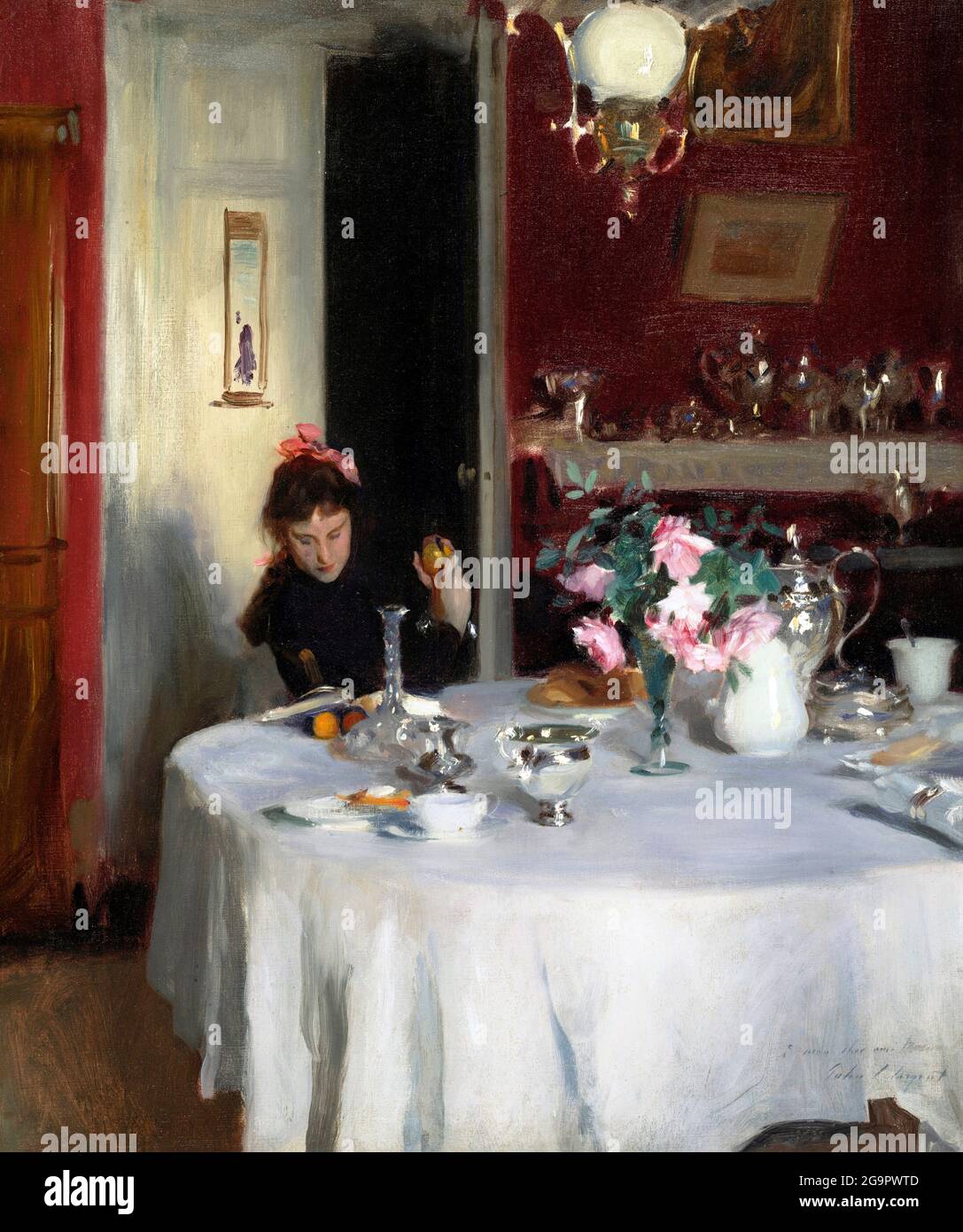 La prima colazione tavolo di John Singer Sargent (1856-1925), olio su tela, c.. 1883-84 Foto Stock