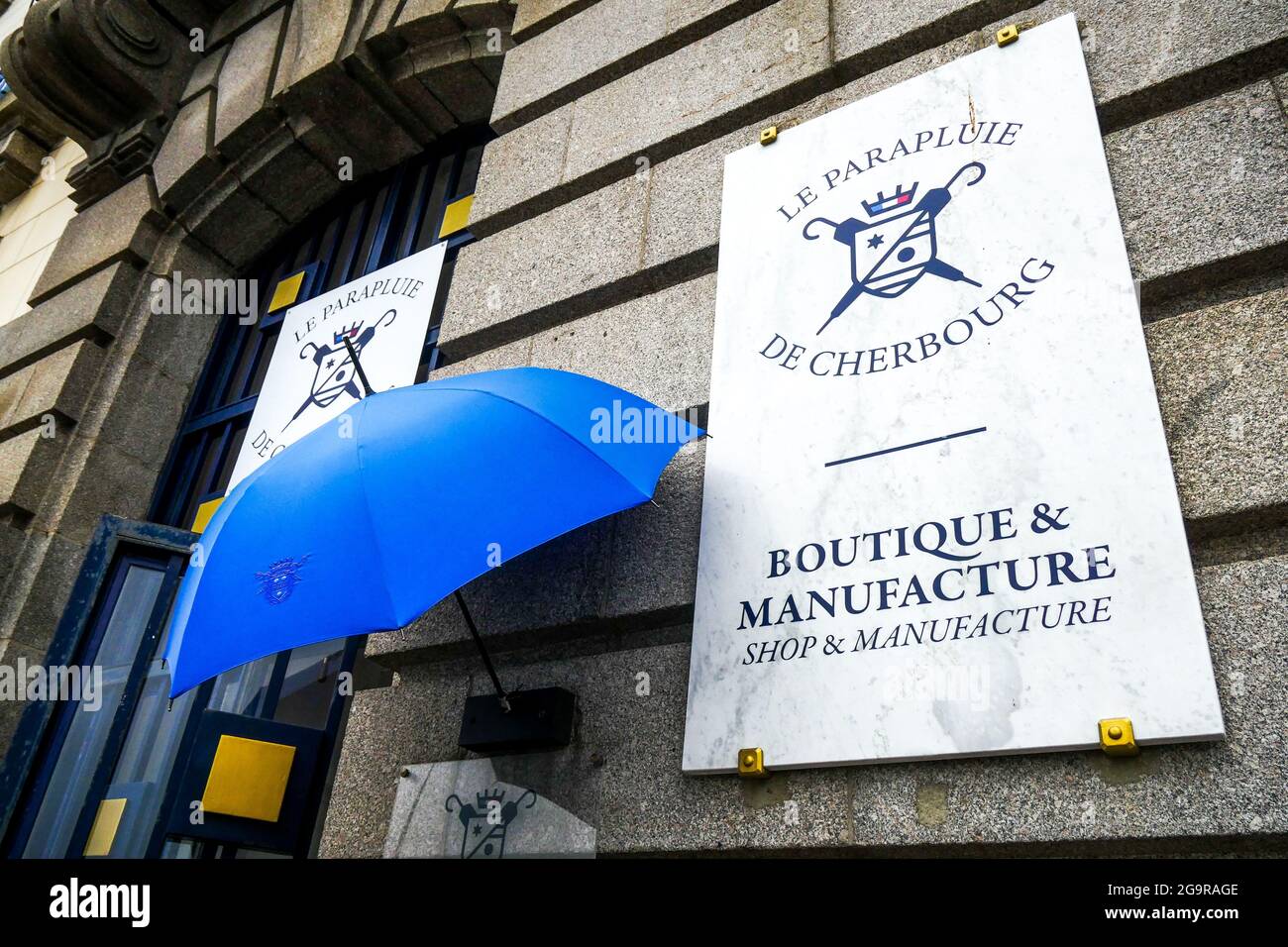 Les Parapluies de Cherbourg manufacture, Cherbourg, dipartimento della Manica, Cotentin, Normandia, Francia Foto Stock