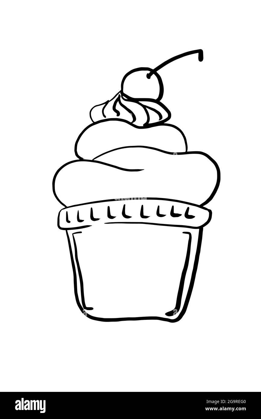 Torta della tazza, cartone animato , illustrazione, disegno di linea Foto Stock