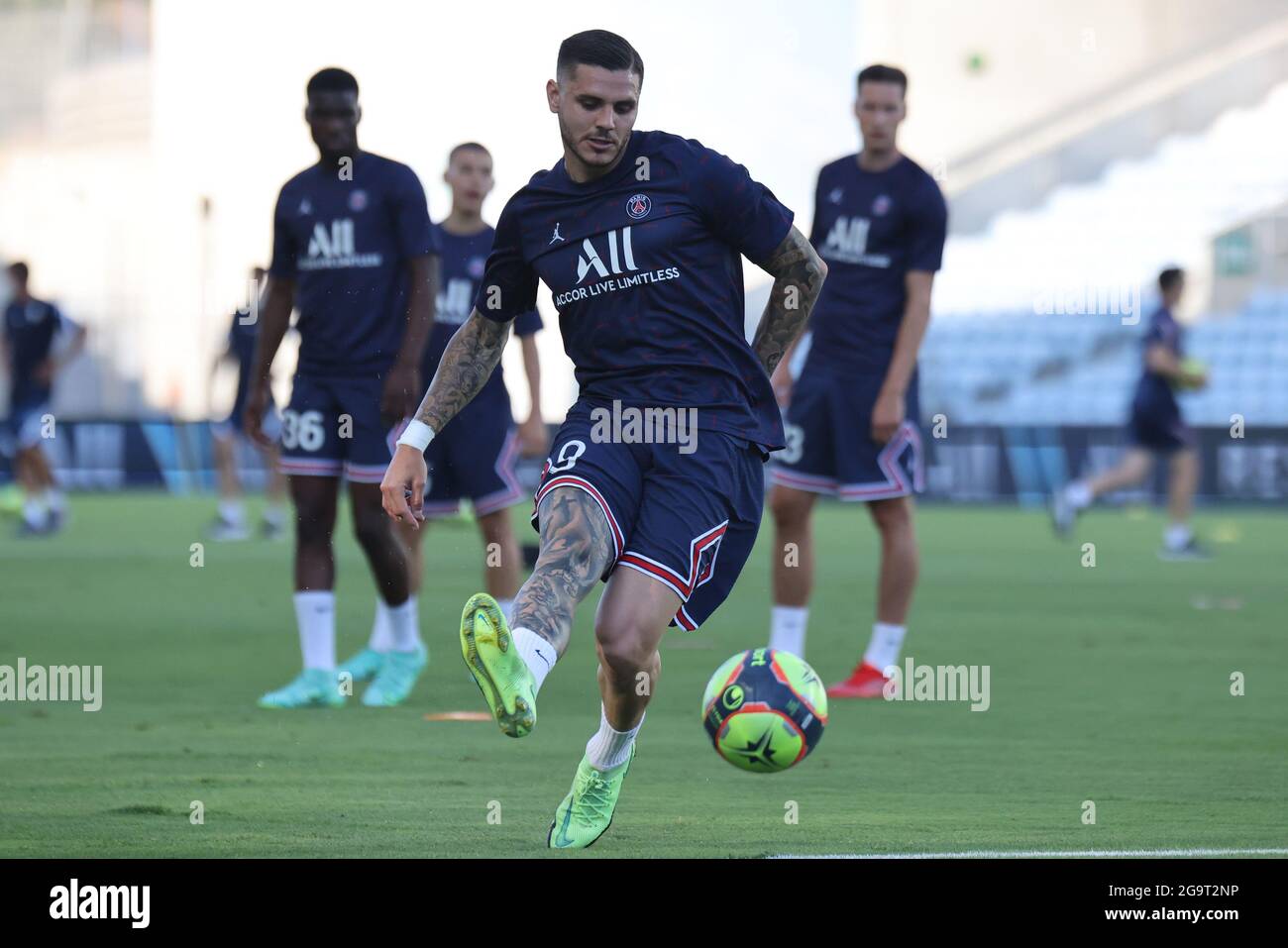 Faro, Portogallo. 27 luglio 2021, Mauro Icardi di Parigi Saint Germain durante la partita amichevole pre-stagione tra Sevilla CF e Paris Saint Germain allo stadio Algarve di Faro, Portogallo. Foto Stock