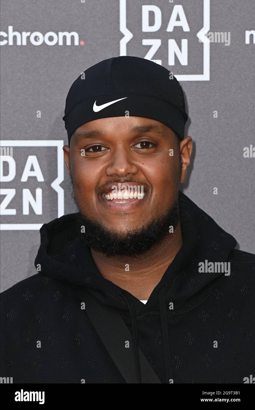 Londra, Regno Unito. 27 luglio 2021. Chunkz in arrivo alla festa di lancio di Dazn x Matchroom, presso la palestra tedesca di Londra. Data immagine: Martedì 27 luglio 2021. Il credito fotografico dovrebbe essere: Matt Crossick/Empics/Alamy Live News Foto Stock