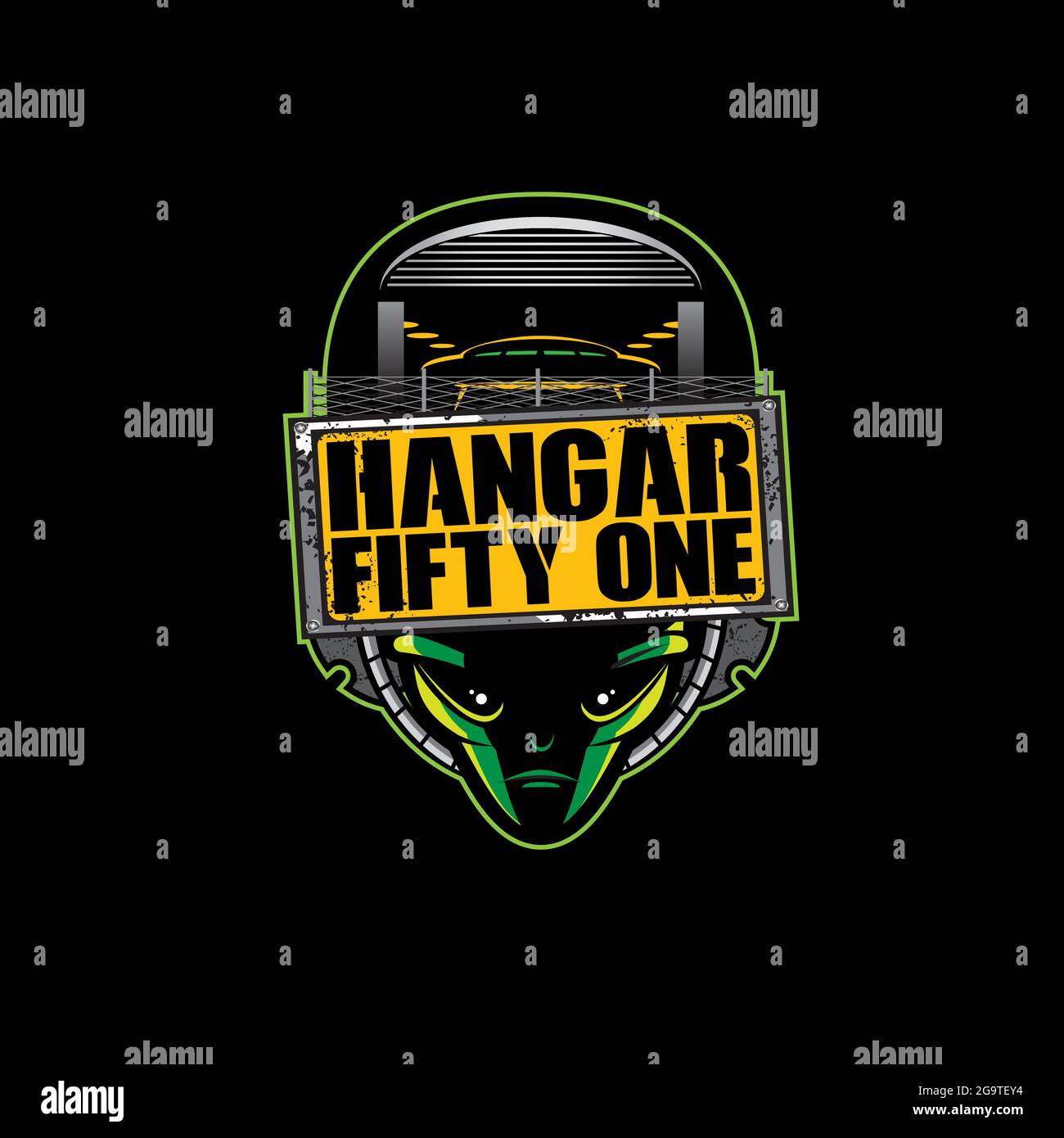 hangar cinquanta un vettore può essere utilizzato come logo, t-shirt grafica o qualsiasi altro scopo Illustrazione Vettoriale