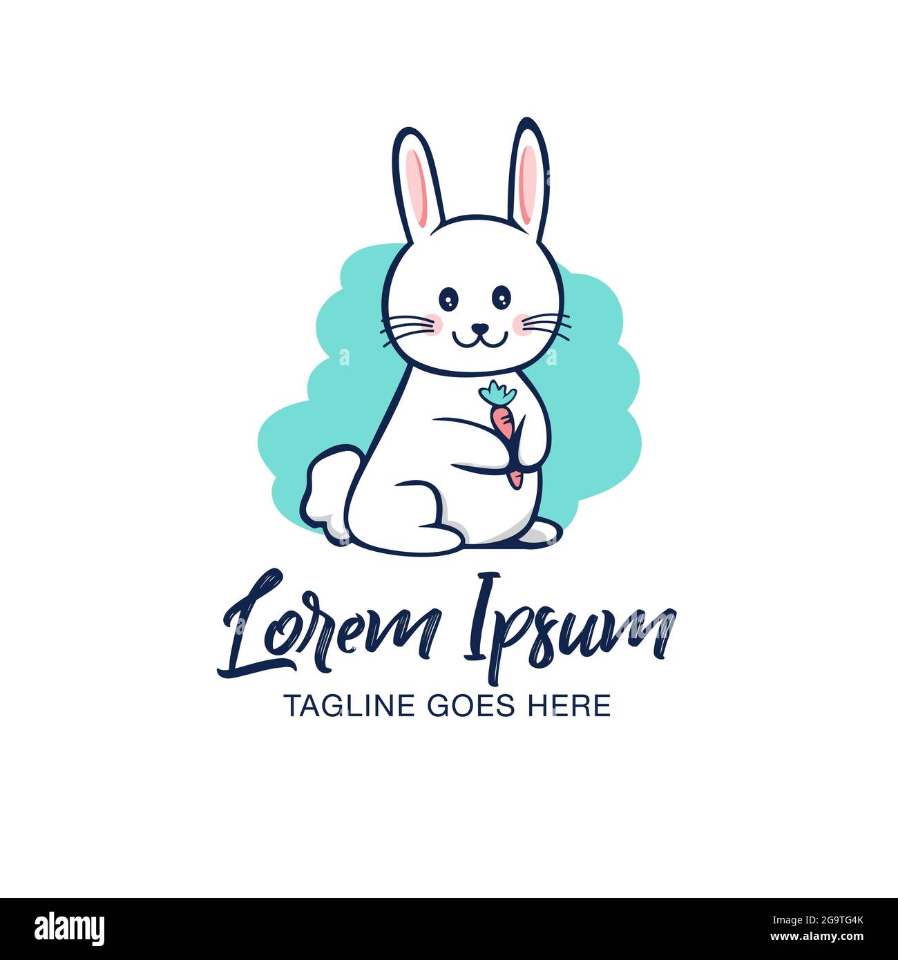 Simpatico Bunny e carota vettore illustrazione può essere utilizzato come logo, t-shirt stampa, elemento di design o qualsiasi altro scopo. Illustrazione Vettoriale
