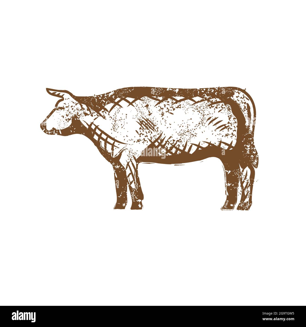 illustrazione di bestiame vintage per logo o elemento di design in stile vintage Illustrazione Vettoriale