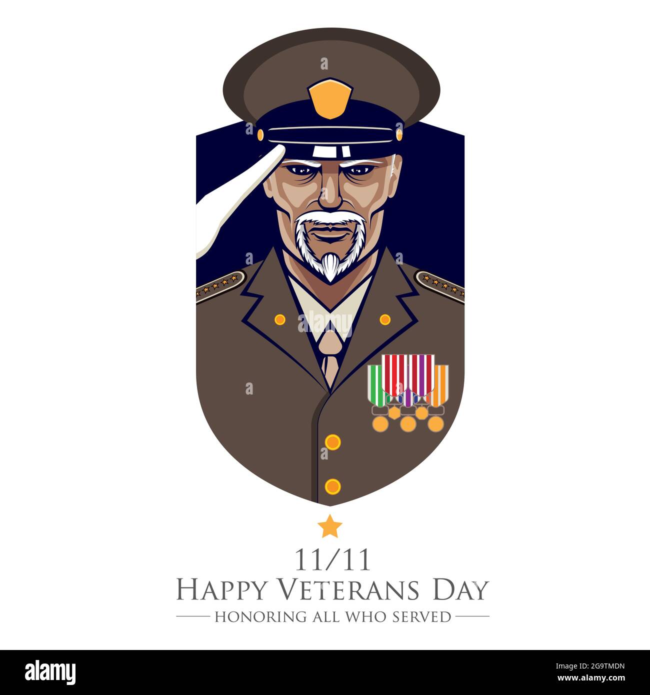 Illustrazione vettoriale di Veteran Salute per logo, grafica di t-shirt o qualsiasi altro scopo Illustrazione Vettoriale