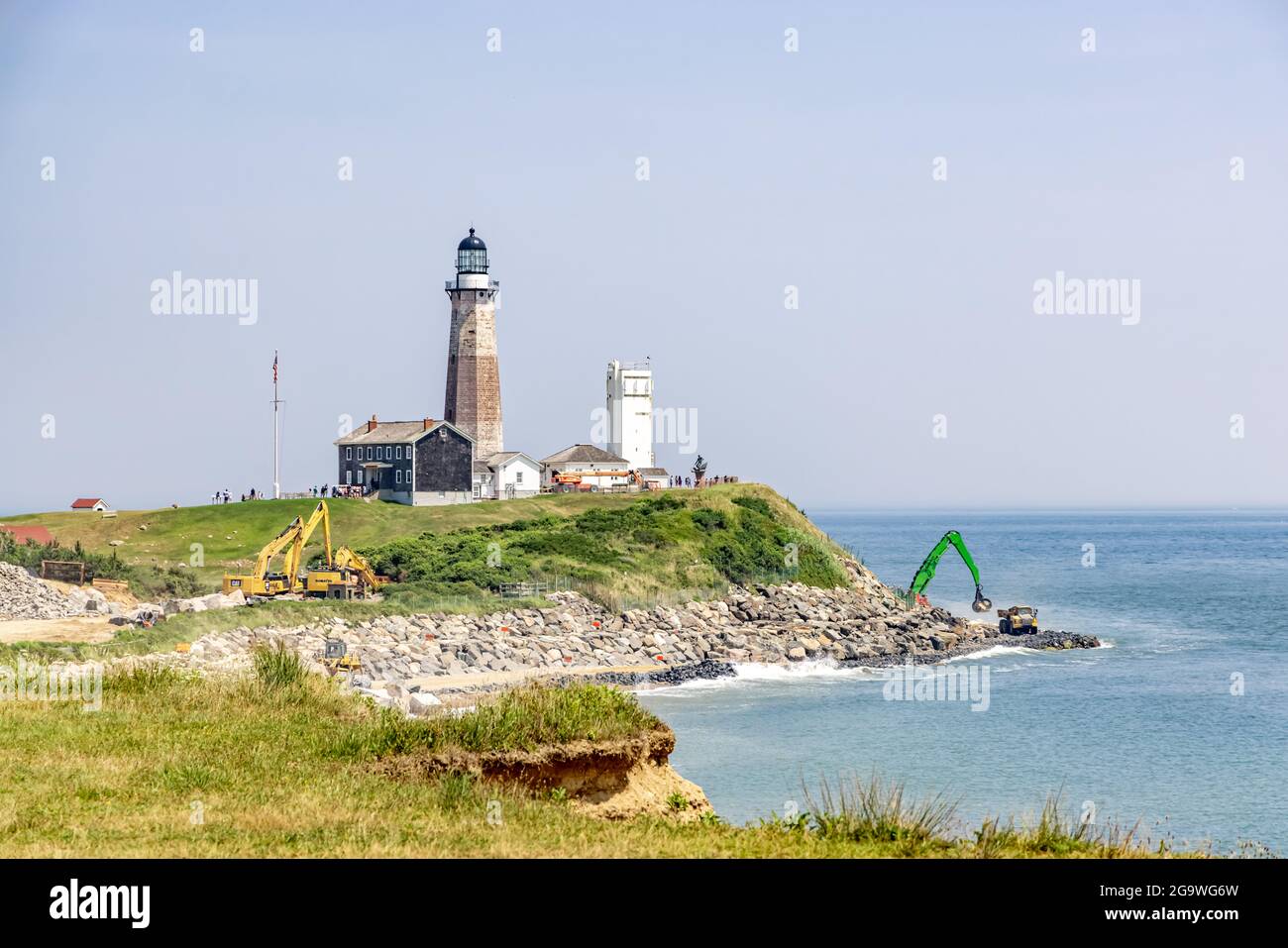Montauk faro riparazione bulwark, Montauk, NY Foto Stock