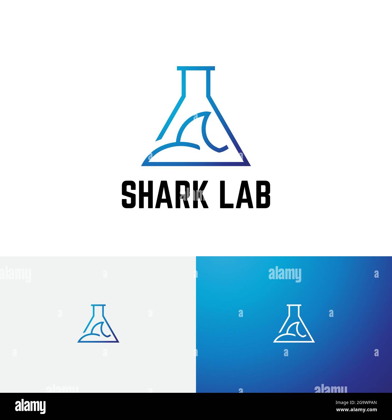 Shark fin Tube Ocean Laboratory Sea Nature Research Logo Illustrazione Vettoriale