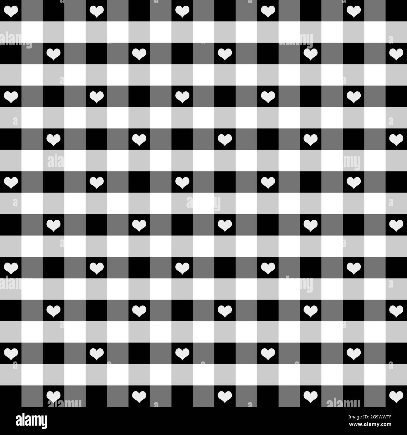 Cuori e gingham senza cuciture pattern, vettoriale include pattern Swatch  che riempirà senza problemi qualsiasi forma, bianco e nero check, sfondo  Immagine e Vettoriale - Alamy