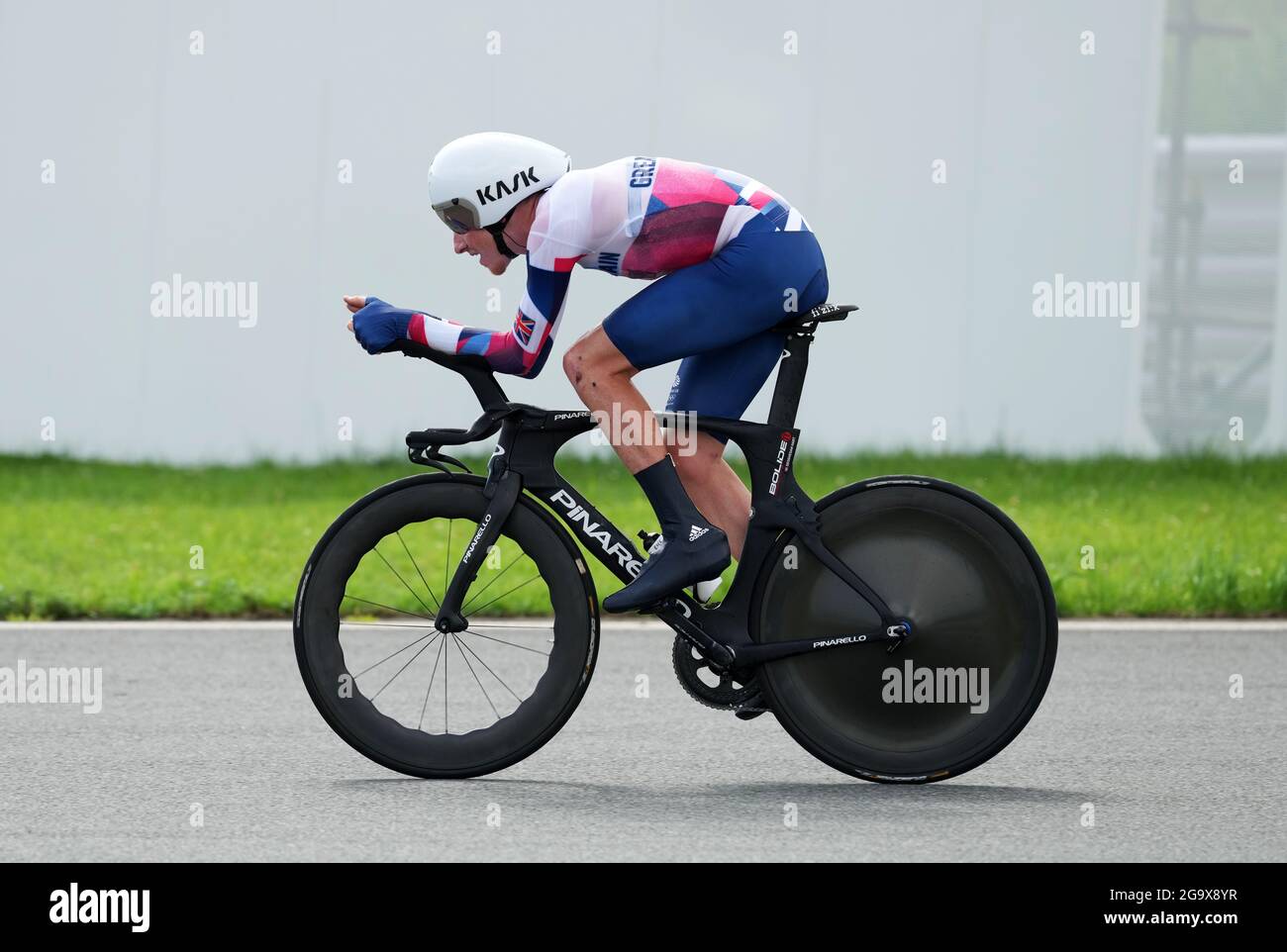 Il Tao Geoghegan Hart della Gran Bretagna durante il Trialat del tempo individuale degli uomini al Fuji International Speedway il quinto giorno dei Giochi Olimpici di Tokyo 2020 in Giappone. Data immagine: Mercoledì 28 luglio 2021. Foto Stock