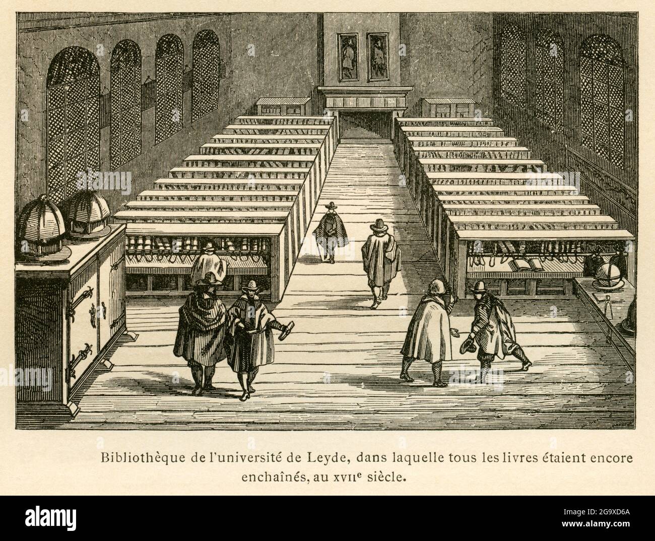 Europa, Paesi Bassi, Leida, biblioteca dell'università, biblioteca di riferimento con libri fissati con catene, DIRITTI-AGGIUNTIVI-AUTORIZZAZIONE-INFO-NON-DISPONIBILE Foto Stock