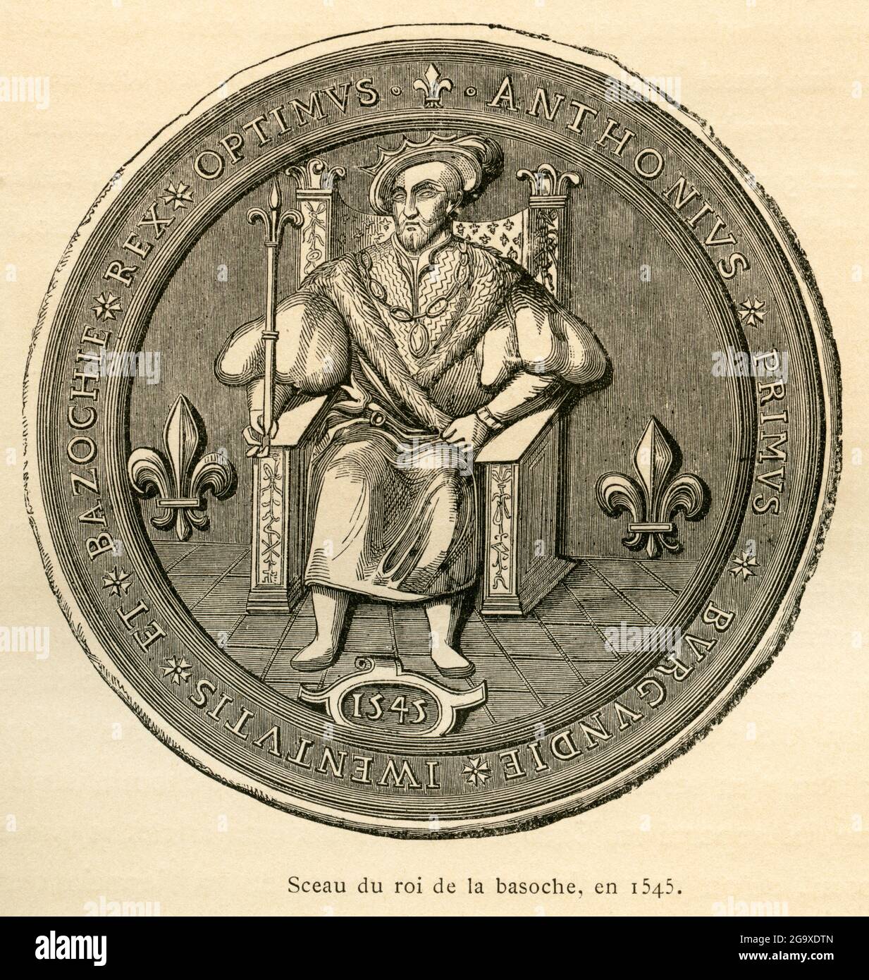 Sigillo degli impiegati di legge al tempo della monarchia francese, intorno al 1545, immagine da: 'L'Ancienne Francia, DIRITTI-AGGIUNTIVI-AUTORIZZAZIONE-INFO-NON-DISPONIBILE Foto Stock