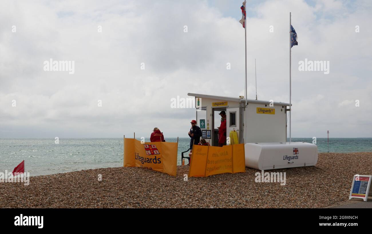 RNLI spiaggia Outlook posta sulla spiaggia di Bognor Regis. Foto Stock
