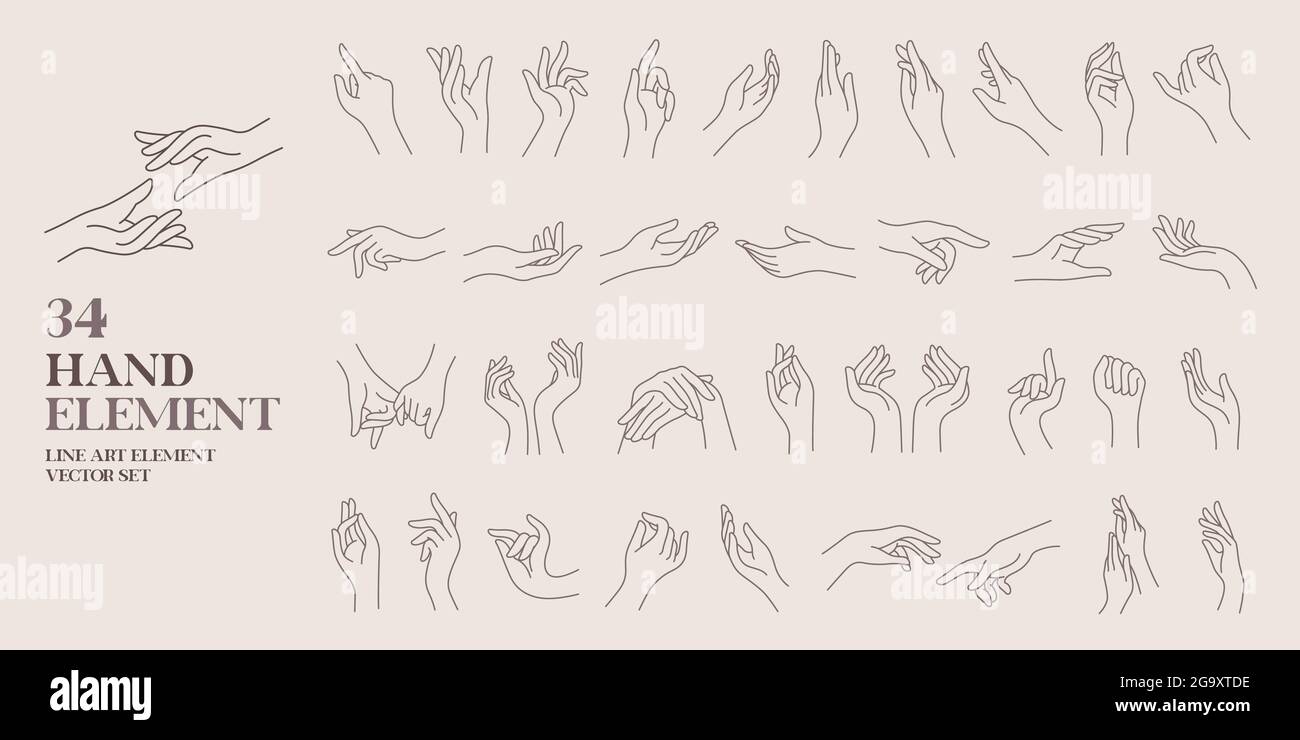set di illustrazioni vettoriali per elementi art della linea manuale umana. Per decorativo, logo, carta, invito vintage e stile boho. Illustrazione Vettoriale