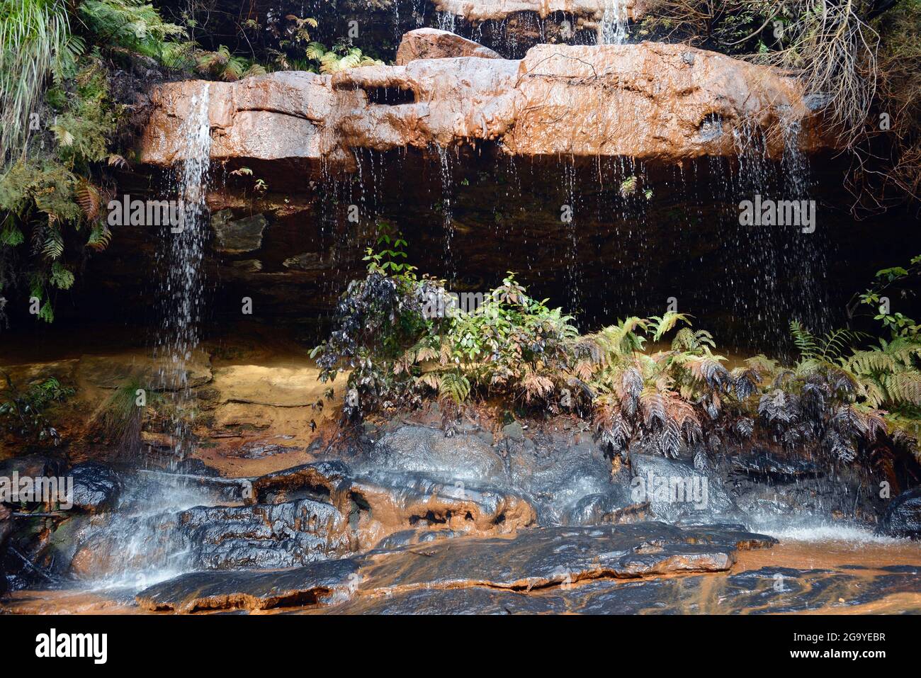LAWSON, AUSTRALIA - 13 luglio 2021: Una vista delle Cascate delle fate al North Lawson Park Walking Track nelle Blue Mountains dell'Australia Foto Stock