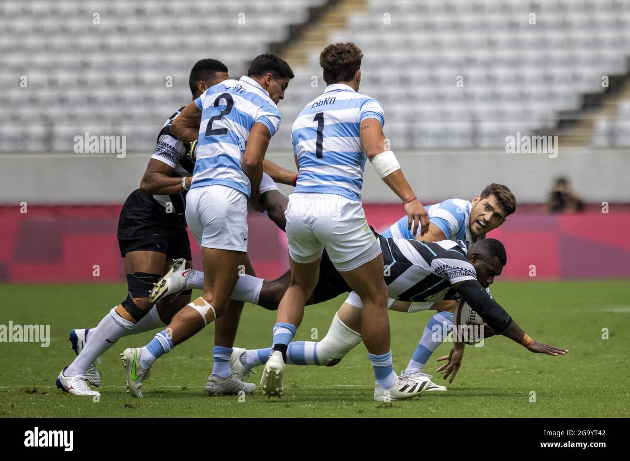 Tokyo Tokio, 28.07.2021, Giappone, Giochi Olimpici DERENALAGI Meli (FIJ) Rugby Sevens Argentina - Fiji Olympische Spiele, 2020 2021 Foto: Moritz Müller solo per uso editoriale Copyright (nur für journalistische Zwecke) by : Moritz Müller, Wilhelm-Raabe-18, 40470 Düsseldorf. Tel 0211-13954918. MB.: 0176-81034275; Honorar zzgl. 7%UmSt. + Belegexemplar; Commerzbank, Konto: 3813045, BLZ: 30040000; IBAN: DE49 3004 0000 0381 3045 00; Finanzamt Düsseldorf-Nord, Steuernummer: 105/5193/1677 Foto Stock