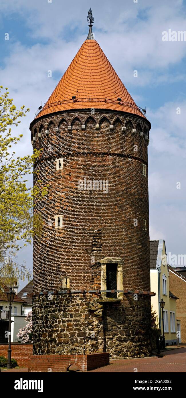 Siebenteufelsturm, 'Seven Devils Tower' con tetto conico, Germania, Nord Reno-Westfalia, Haltern am See Foto Stock