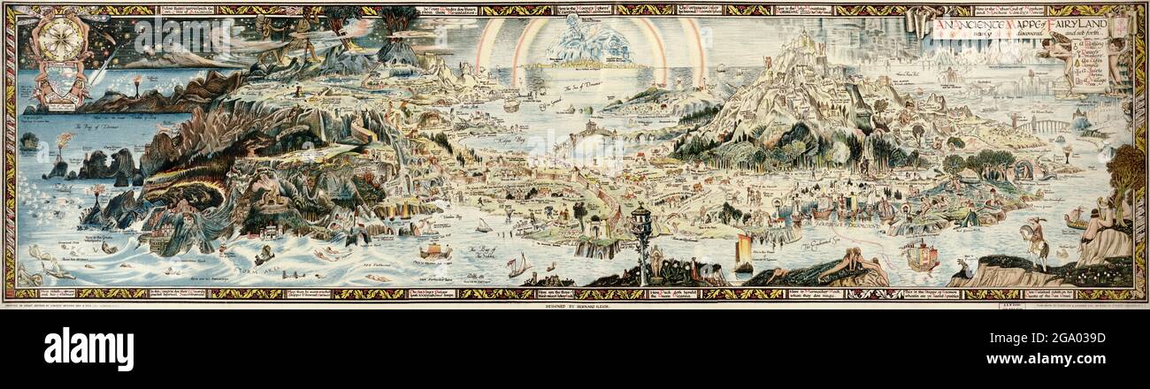 Clicca sulla mappa Vintage fantasy di Fairyland (1872) Foto Stock