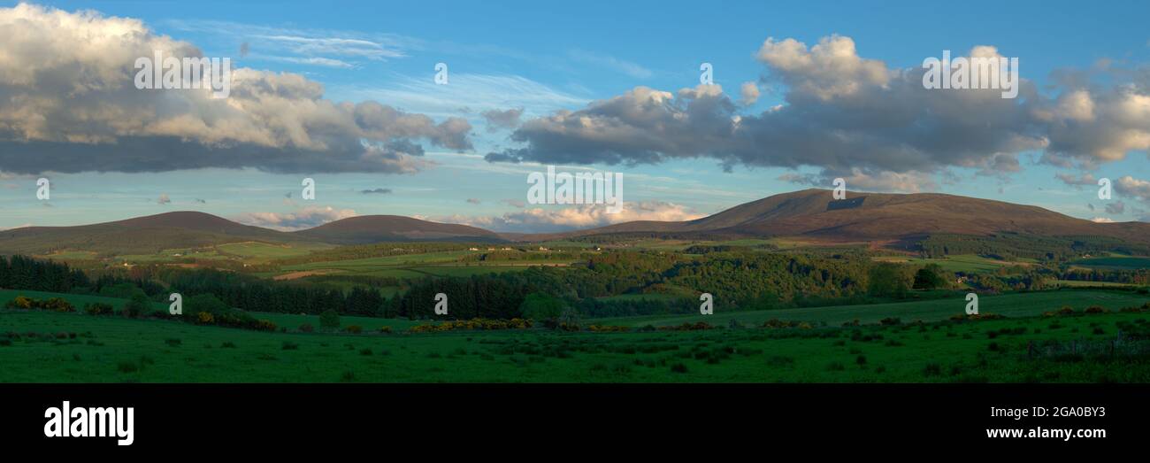 Panorama di Speyside compreso ben Rinnes, Scozia Foto Stock