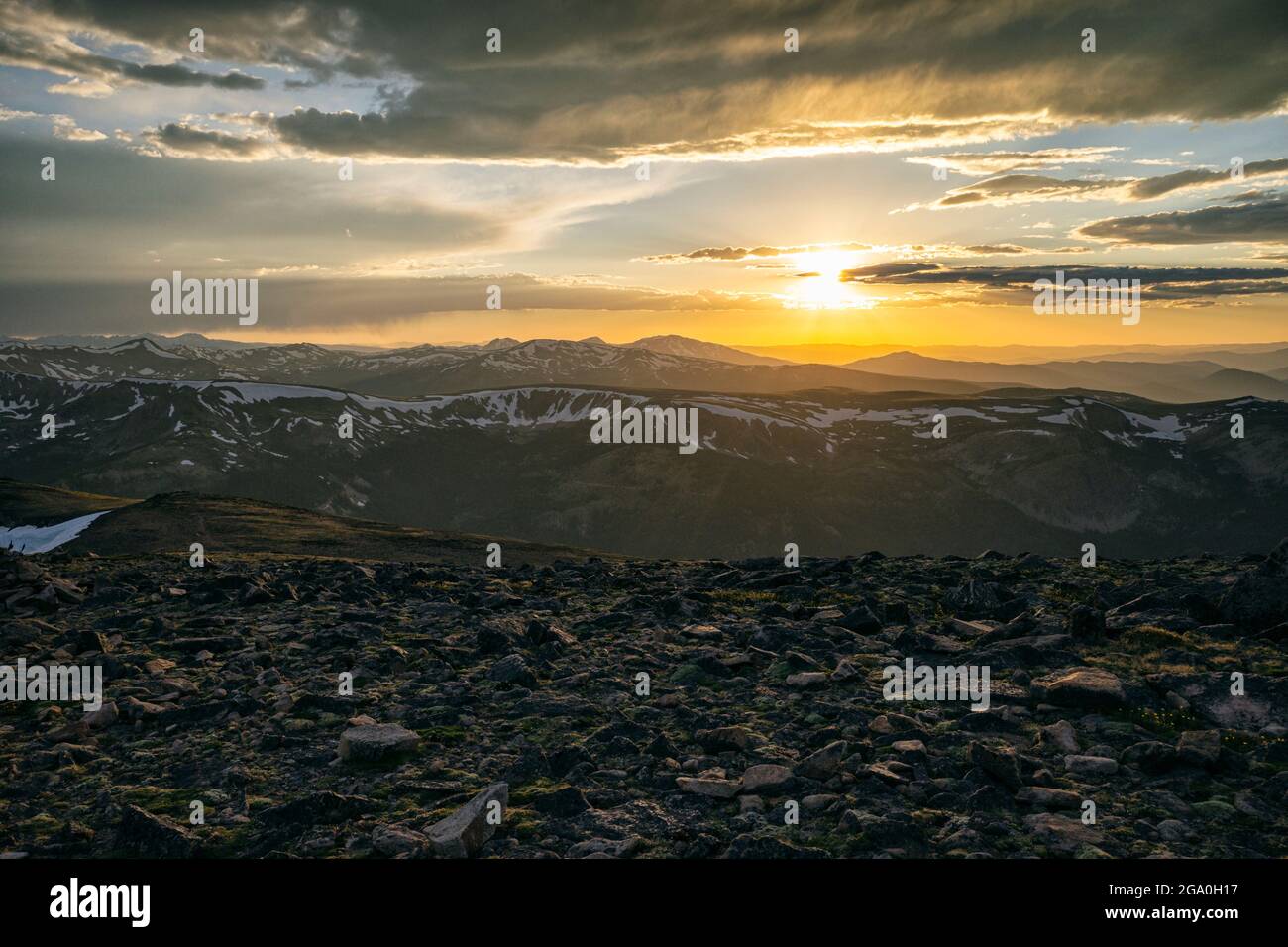 Tramonto nelle Montagne Rocciose, Colorado Foto Stock