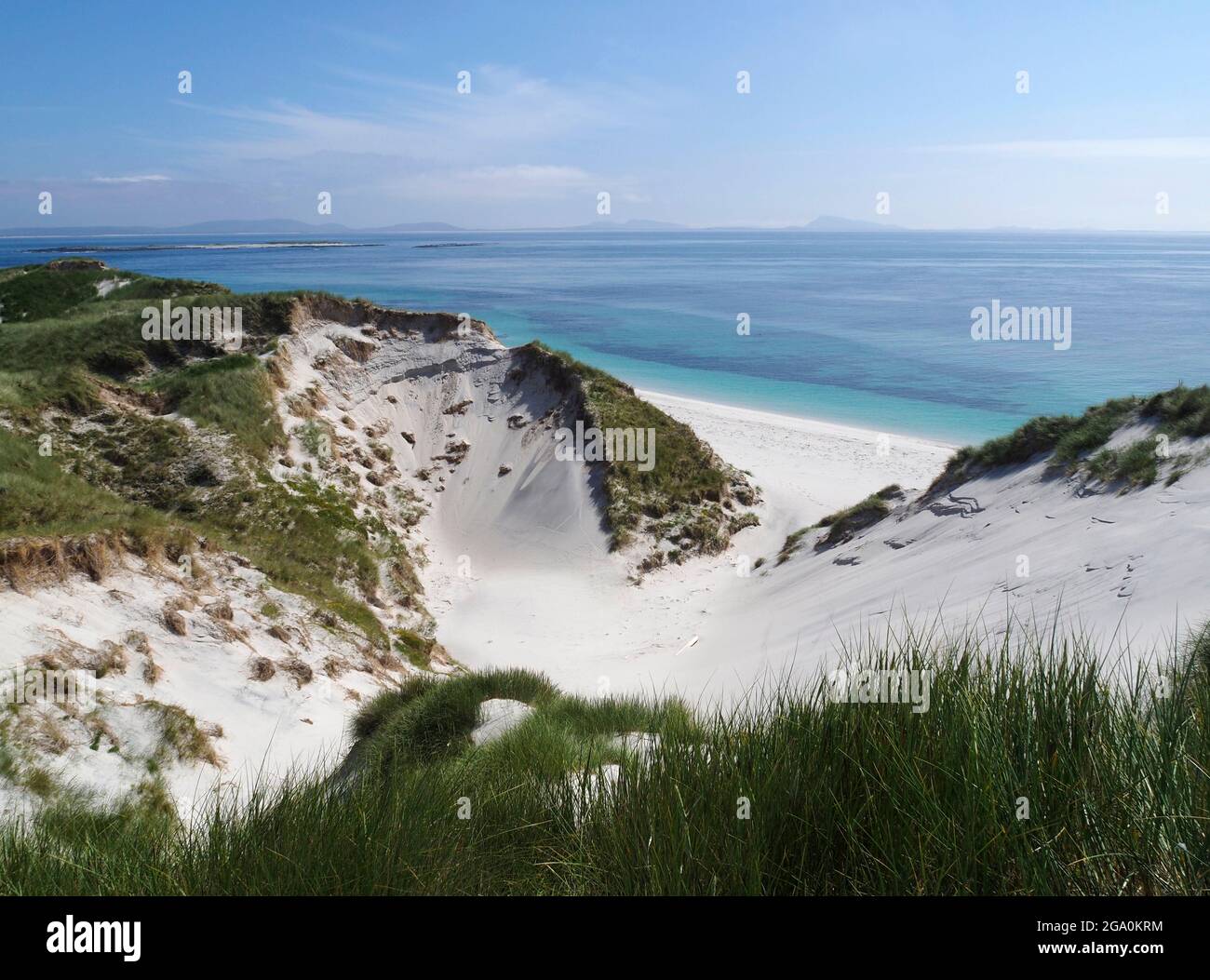 Dune di sabbia e spiaggia, Ceann Ear, Monach isole, Ebridi esterne, Scozia Foto Stock