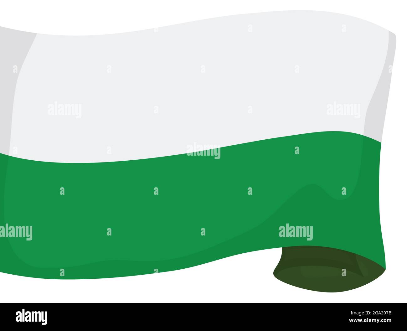 Bandiera del dipartimento colombiano di Antioquia srotolato, isolato su sfondo bianco. Illustrazione Vettoriale