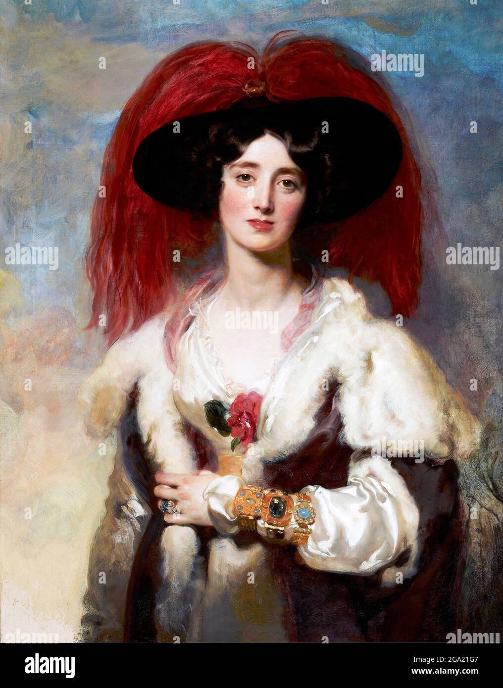 Ritratto di Julia, Lady Peel (moglie di Sir Robert Peel) di Sir Thomas Lawrence, olio su tela, 1827 Foto Stock