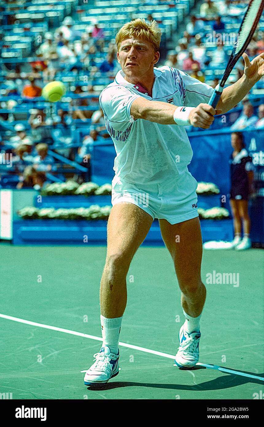 Boris Becker (GER) vince il campionato al US Open Tennis 1989. Foto Stock