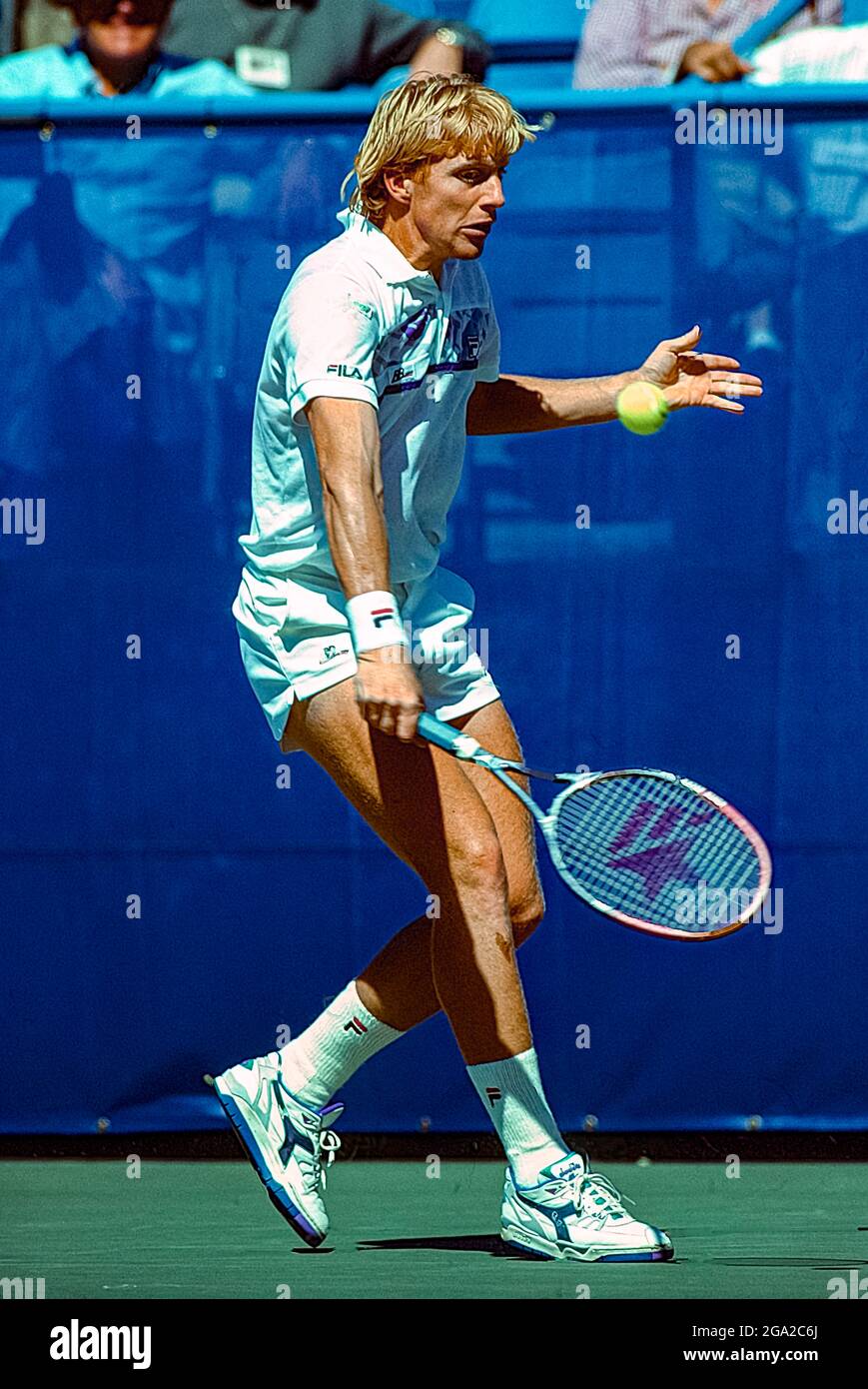 Boris Becker (GER) in gara al US Open Tennis 1990. Foto Stock
