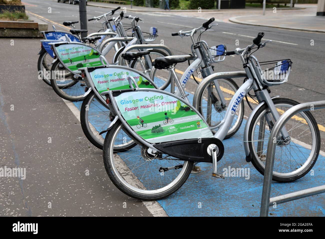 Nextbikes a Glasgow Foto Stock