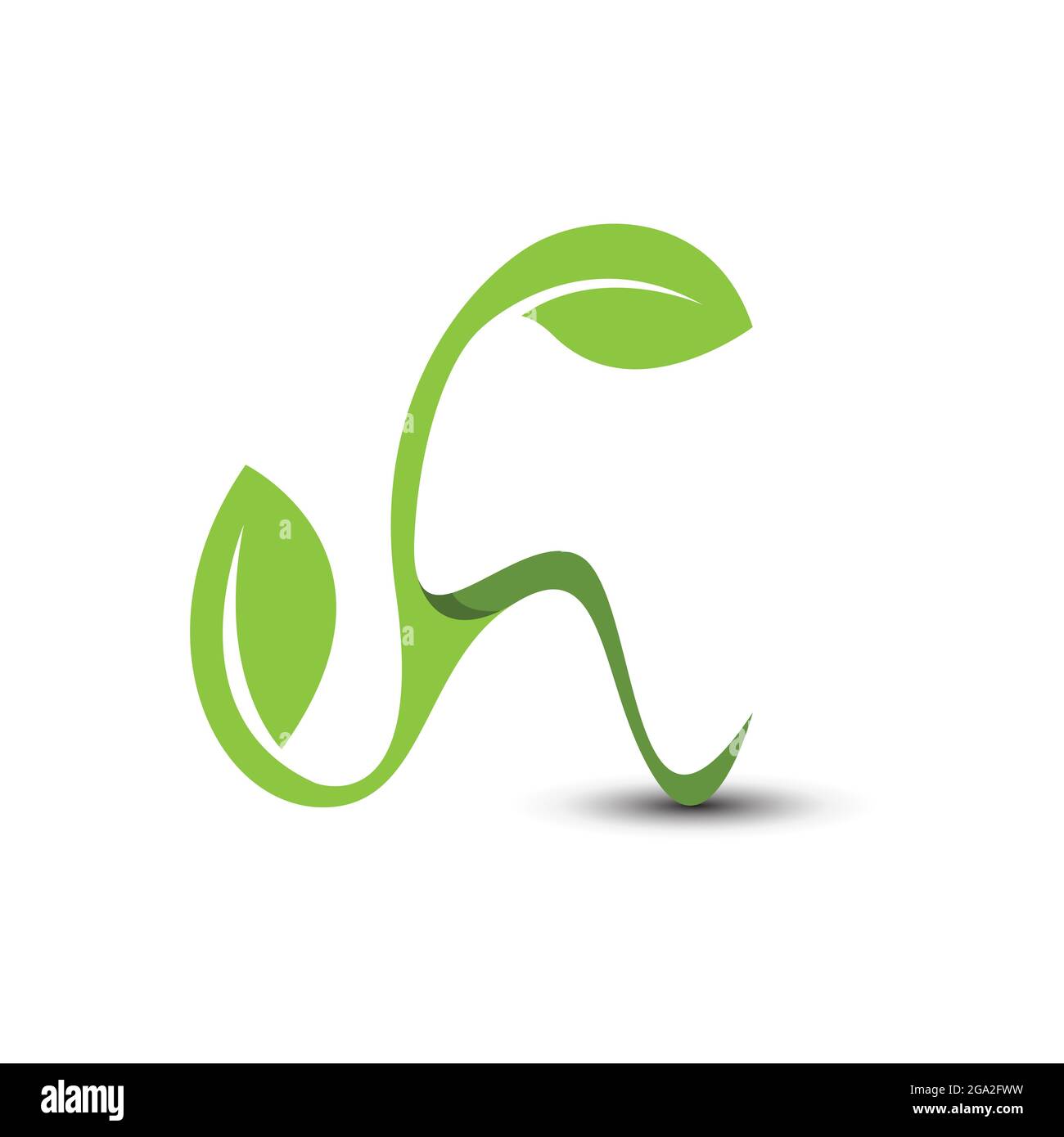 Lettera iniziale H immagine vettoriale del logo dell'ambiente naturale. Foglia verde di iniziali moderne per loghi naturali e paesaggi Illustrazione Vettoriale